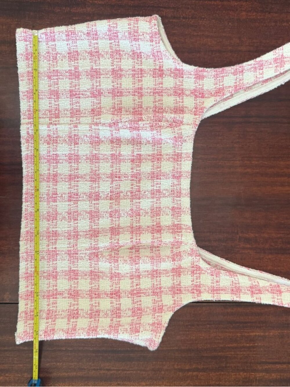 ASOS DESIGN Pink Gingham Co-Ord Set Crop Top Mini Skirt Size 10 - Picture 7 of 12